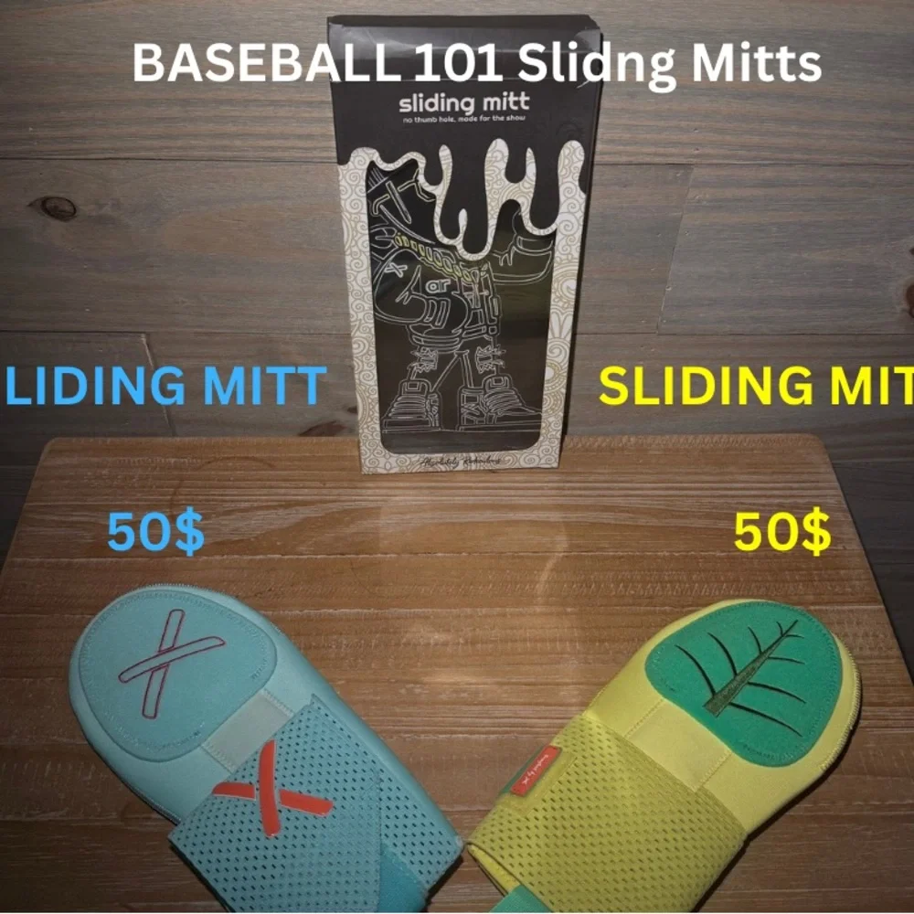 Baseball 101 Kids Sliding Mitts - Teal and Lime